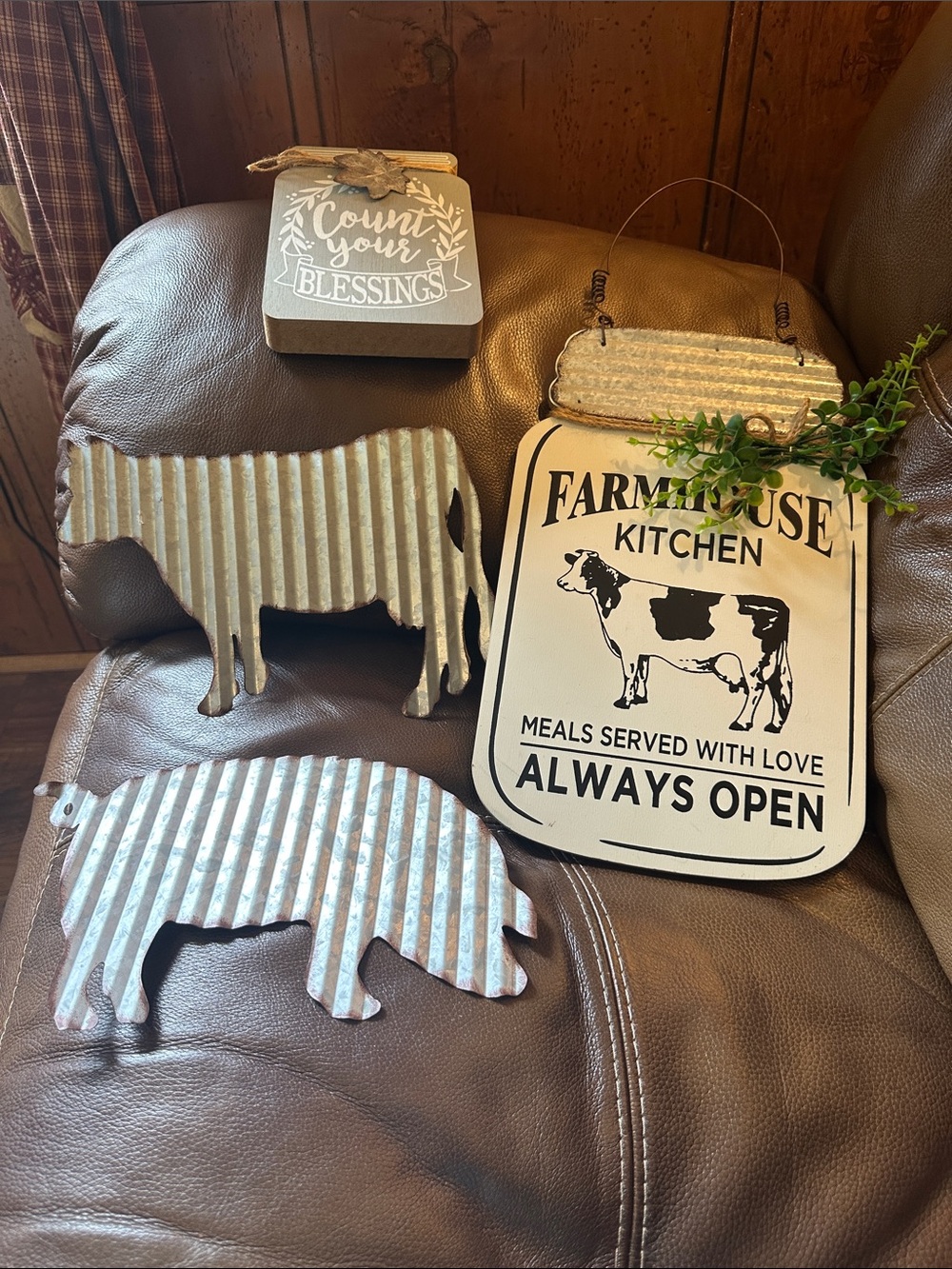 Farmhouse Kitchen Wall Decor - White & Galvanized Accents
